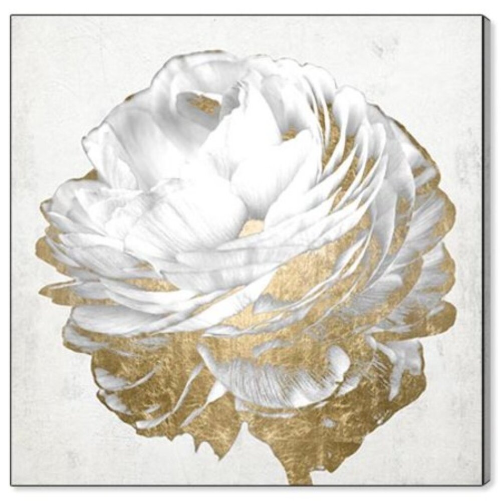 Oliver Gal 21250 Gold and Light Floral White Canvas Art - 24 X 24 X 1.5 - Gold